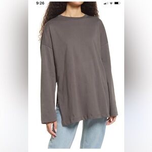 Elm Design Charcoal Long Sleeve Women's Top Large NWT